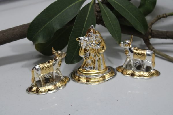 Silver Radha Krishna Idol - Image 3