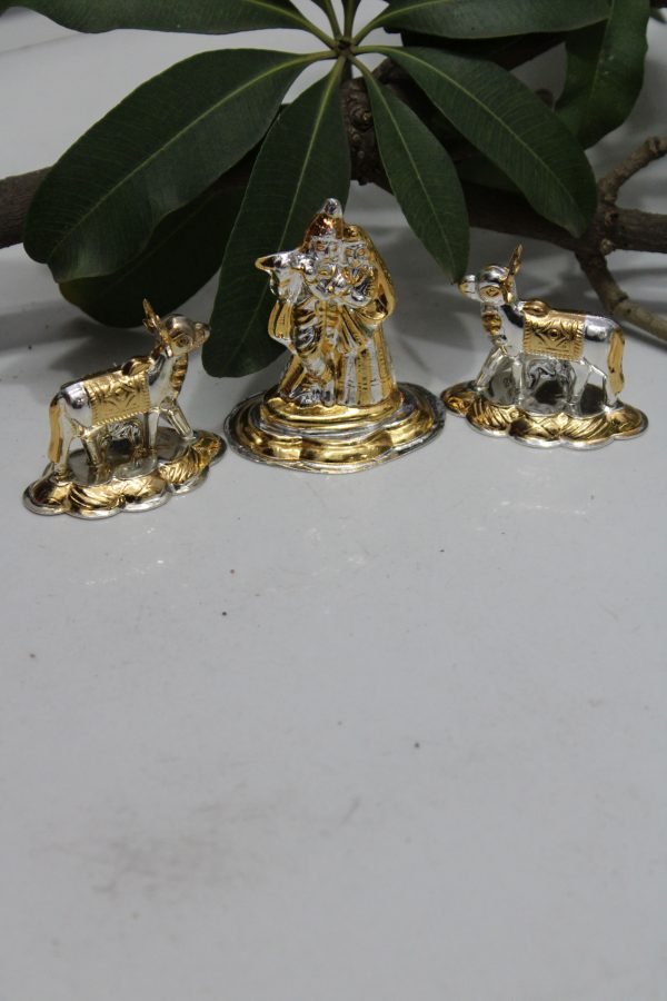Silver Radha Krishna Idol - Image 4