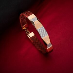 rose gold bracelet with red belt