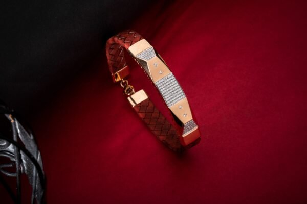 rose gold bracelet with red belt