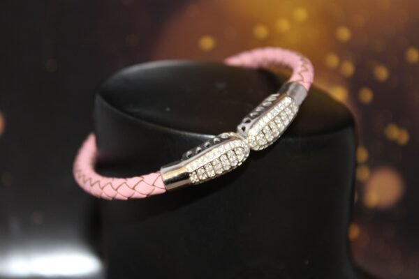 silver bracelet with leather belt