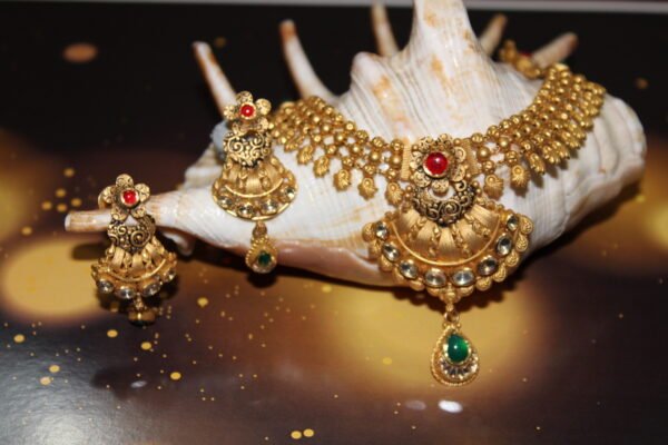 unique gold necklace set with earrings