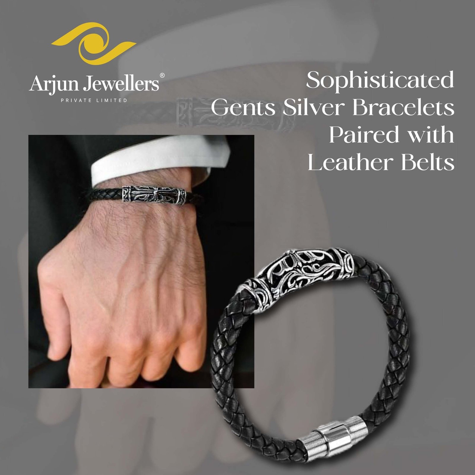 silver bracelets leather belts