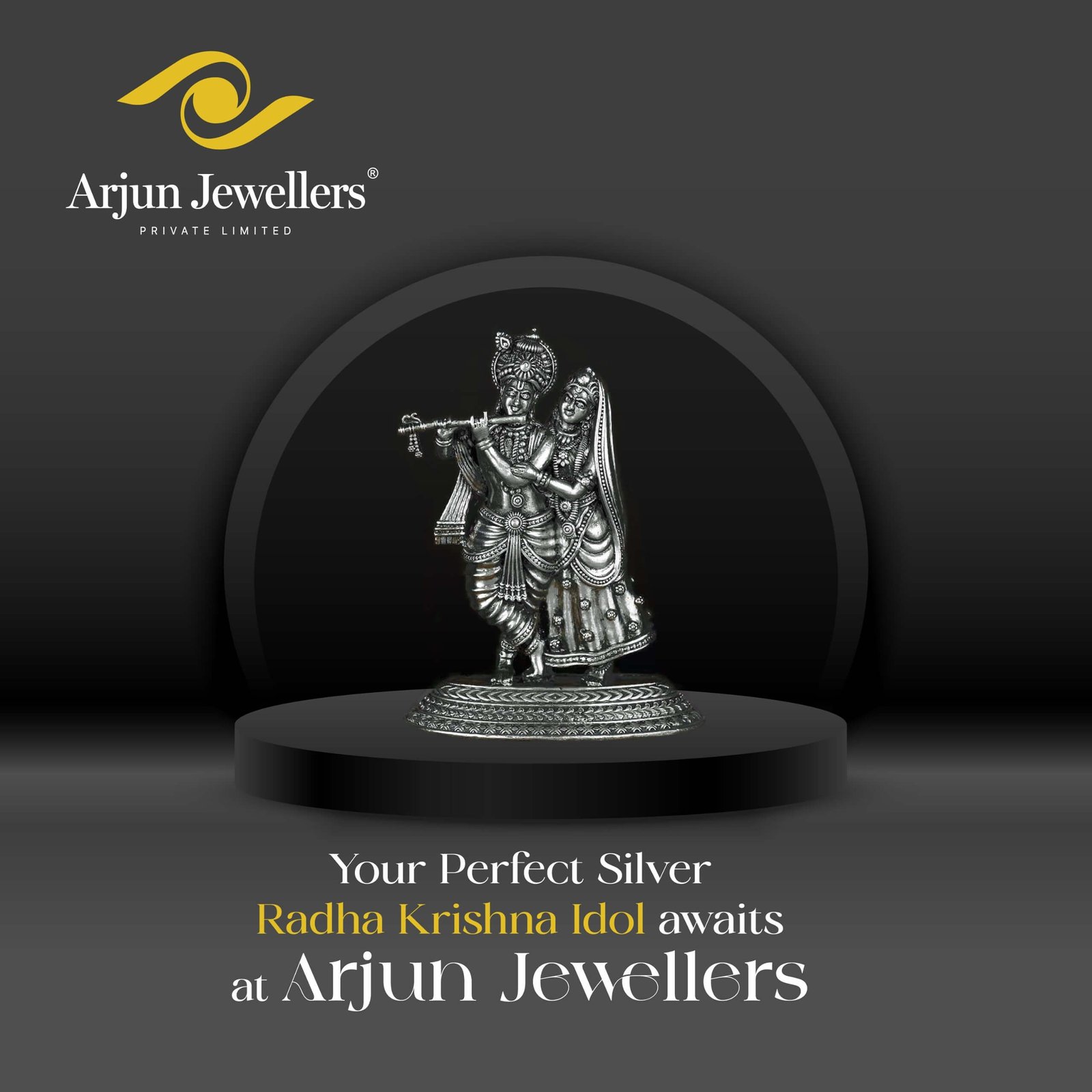 silver radha krisna idol