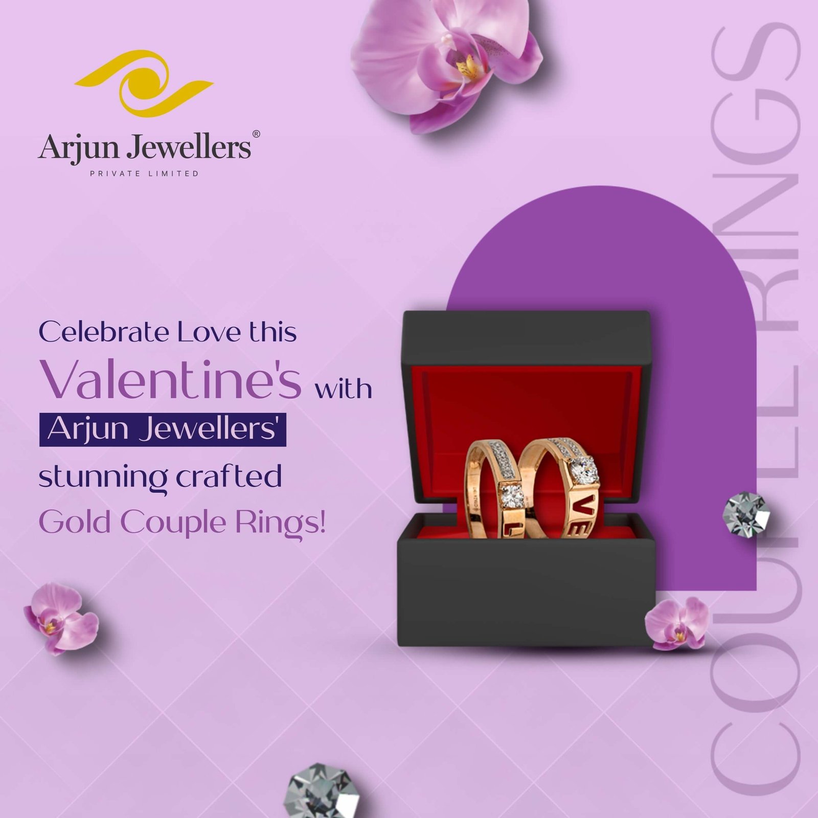 valentine couple gold ring