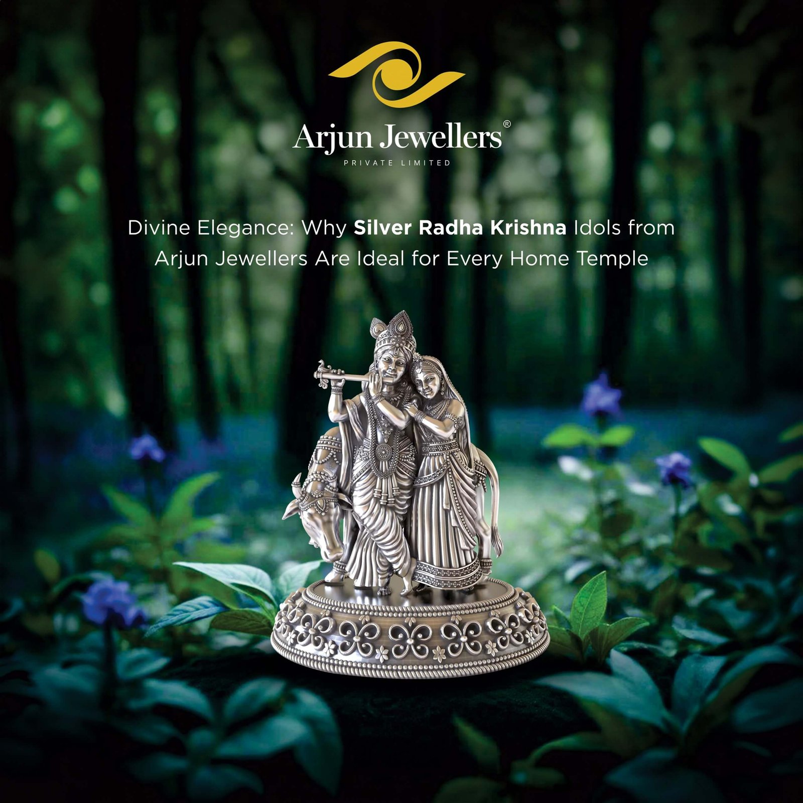 Silver Radha Krishna Idols for Home Temple