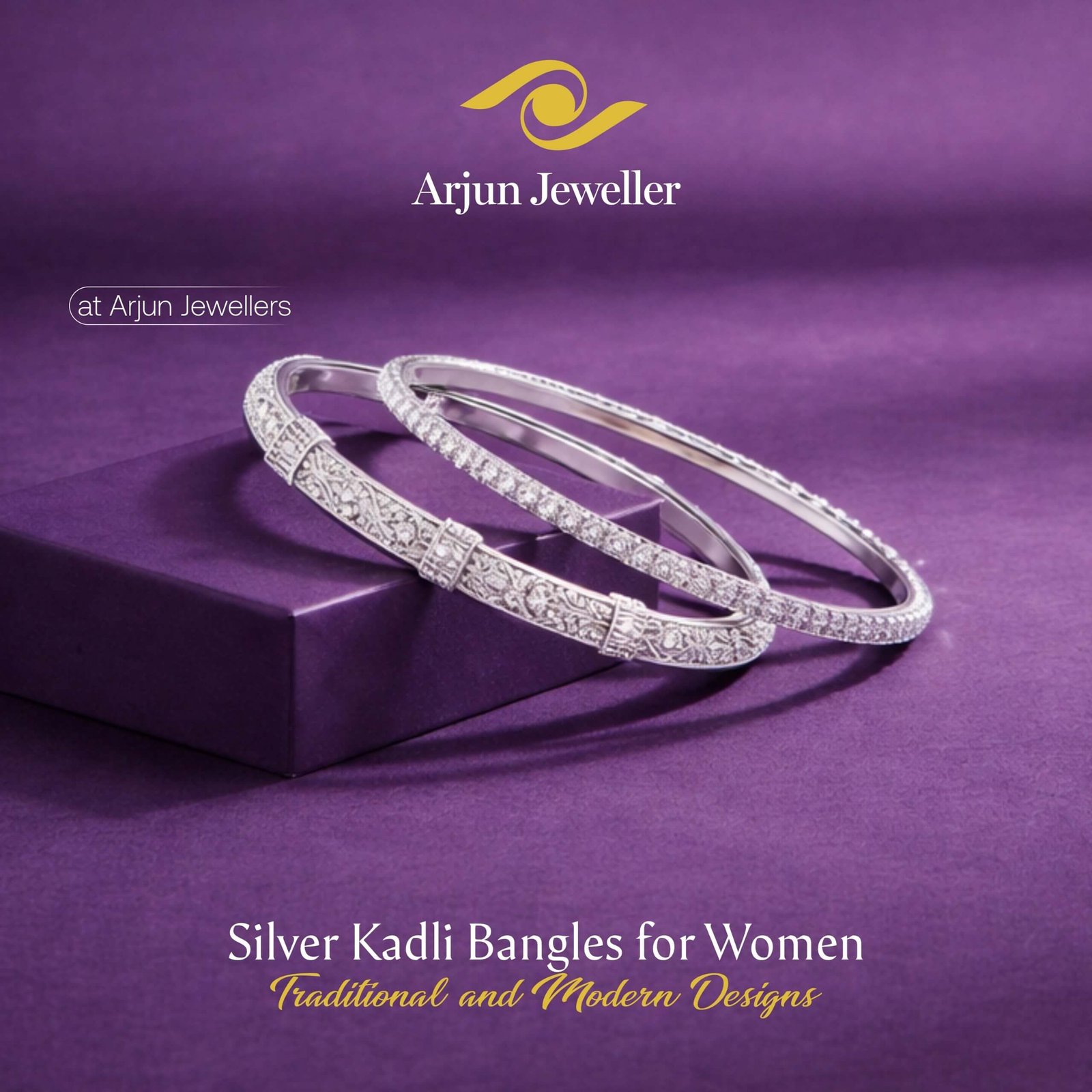 modern silver kadli bangles