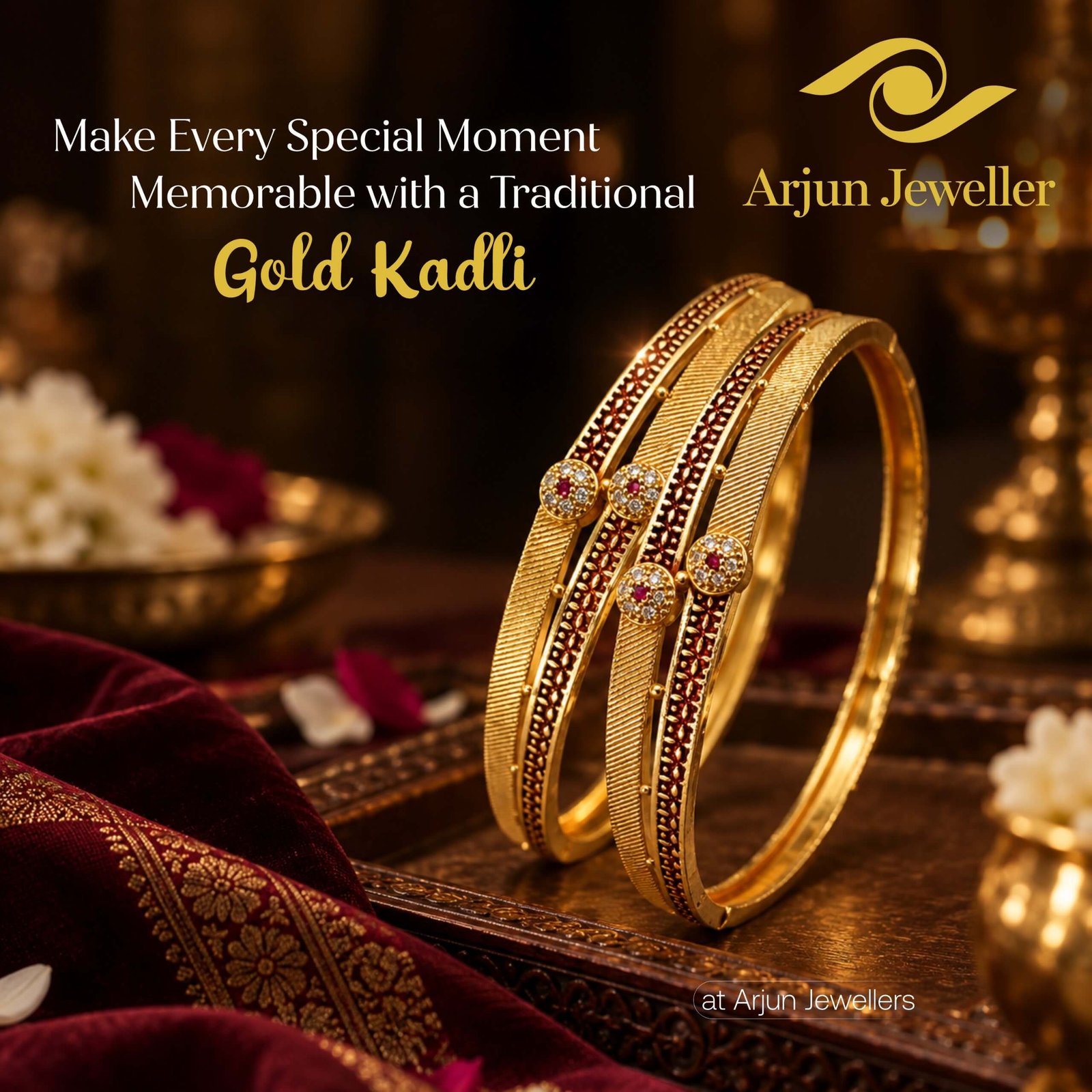 Gold kadli design for women